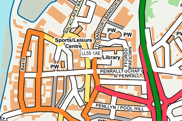 LL55 1AE map - OS OpenMap – Local (Ordnance Survey)