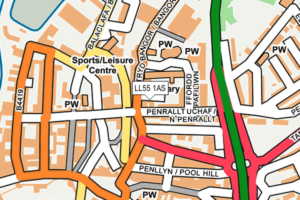 LL55 1AS map - OS OpenMap – Local (Ordnance Survey)