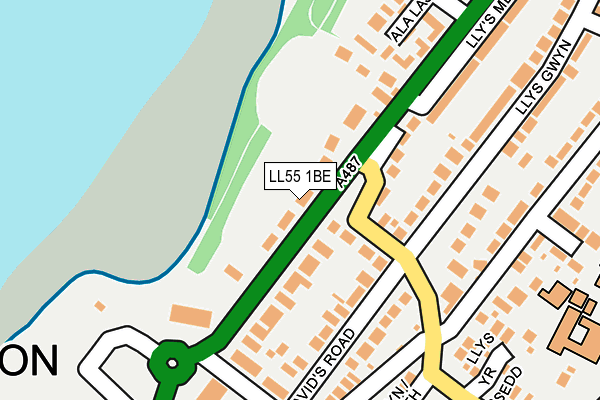 LL55 1BE map - OS OpenMap – Local (Ordnance Survey)