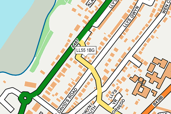 LL55 1BG map - OS OpenMap – Local (Ordnance Survey)