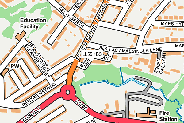LL55 1BS map - OS OpenMap – Local (Ordnance Survey)