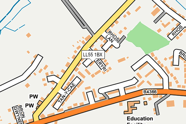 LL55 1BX map - OS OpenMap – Local (Ordnance Survey)