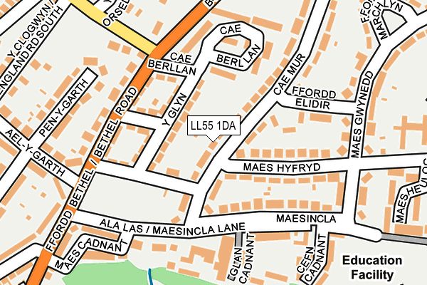 LL55 1DA map - OS OpenMap – Local (Ordnance Survey)