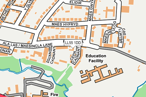 LL55 1DD map - OS OpenMap – Local (Ordnance Survey)