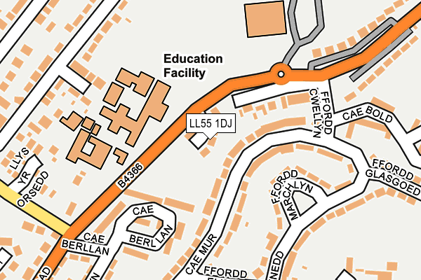 LL55 1DJ map - OS OpenMap – Local (Ordnance Survey)