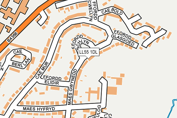 LL55 1DL map - OS OpenMap – Local (Ordnance Survey)