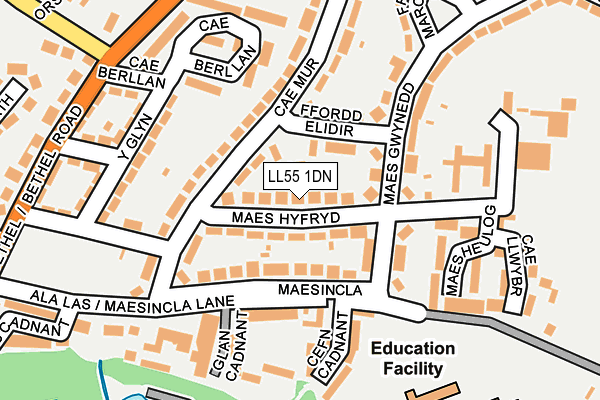 LL55 1DN map - OS OpenMap – Local (Ordnance Survey)
