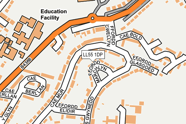 LL55 1DP map - OS OpenMap – Local (Ordnance Survey)