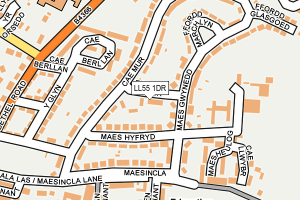 LL55 1DR map - OS OpenMap – Local (Ordnance Survey)