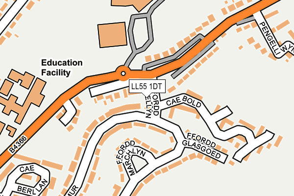 LL55 1DT map - OS OpenMap – Local (Ordnance Survey)