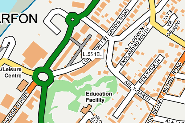 LL55 1EL map - OS OpenMap – Local (Ordnance Survey)