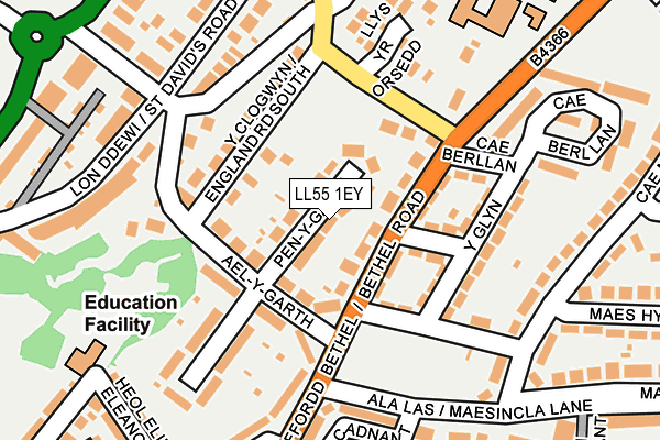 LL55 1EY map - OS OpenMap – Local (Ordnance Survey)