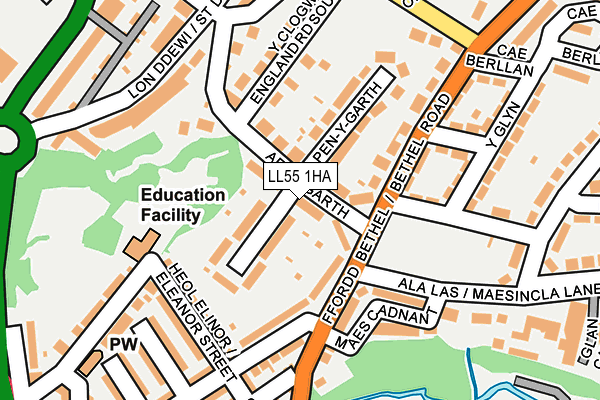 LL55 1HA map - OS OpenMap – Local (Ordnance Survey)