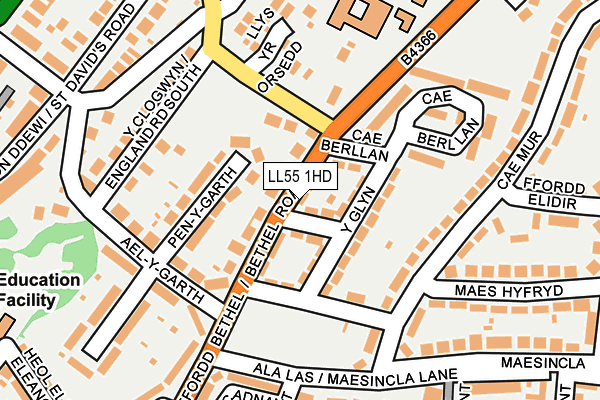 LL55 1HD map - OS OpenMap – Local (Ordnance Survey)