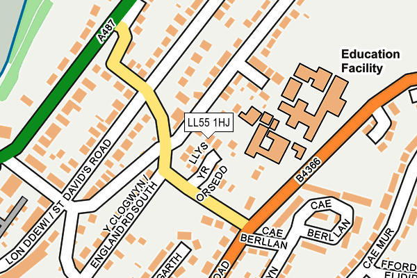 LL55 1HJ map - OS OpenMap – Local (Ordnance Survey)