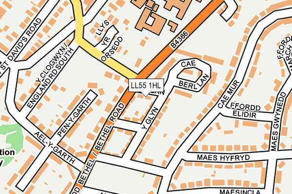 LL55 1HL map - OS OpenMap – Local (Ordnance Survey)
