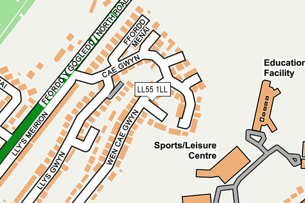 LL55 1LL map - OS OpenMap – Local (Ordnance Survey)