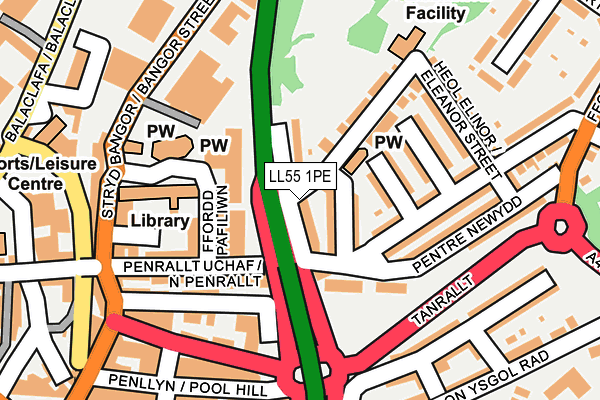 LL55 1PE map - OS OpenMap – Local (Ordnance Survey)