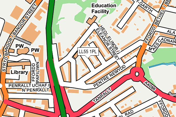 LL55 1PL map - OS OpenMap – Local (Ordnance Survey)