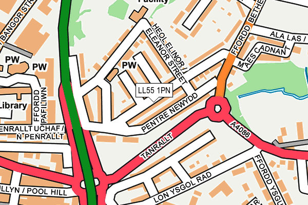 LL55 1PN map - OS OpenMap – Local (Ordnance Survey)