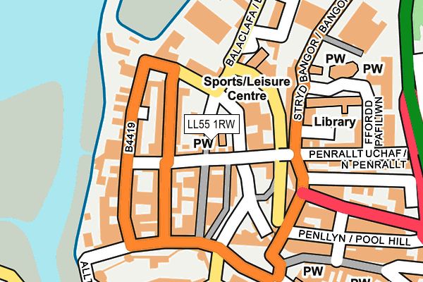 LL55 1RW map - OS OpenMap – Local (Ordnance Survey)