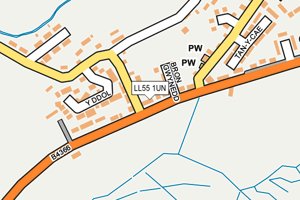 LL55 1UN map - OS OpenMap – Local (Ordnance Survey)