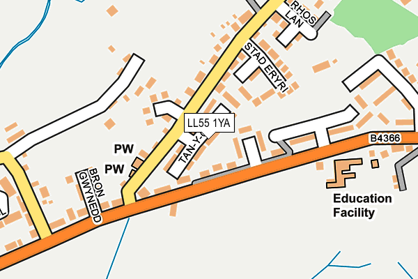 LL55 1YA map - OS OpenMap – Local (Ordnance Survey)
