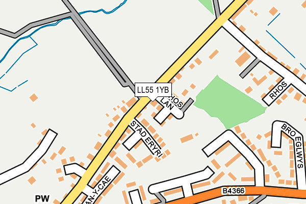 LL55 1YB map - OS OpenMap – Local (Ordnance Survey)