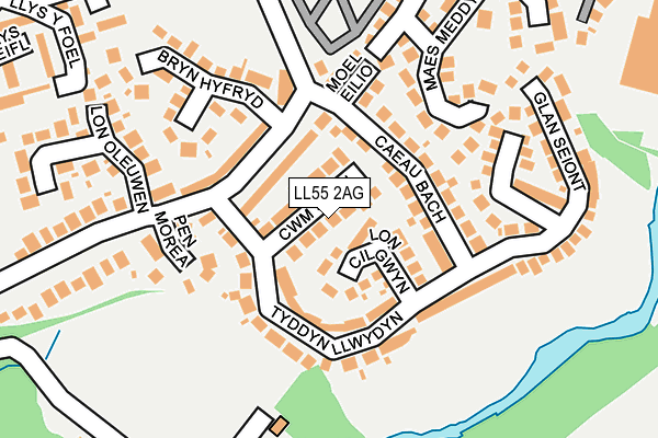 LL55 2AG map - OS OpenMap – Local (Ordnance Survey)