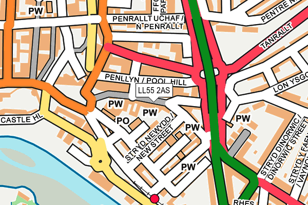 LL55 2AS map - OS OpenMap – Local (Ordnance Survey)