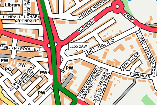 LL55 2AW map - OS OpenMap – Local (Ordnance Survey)
