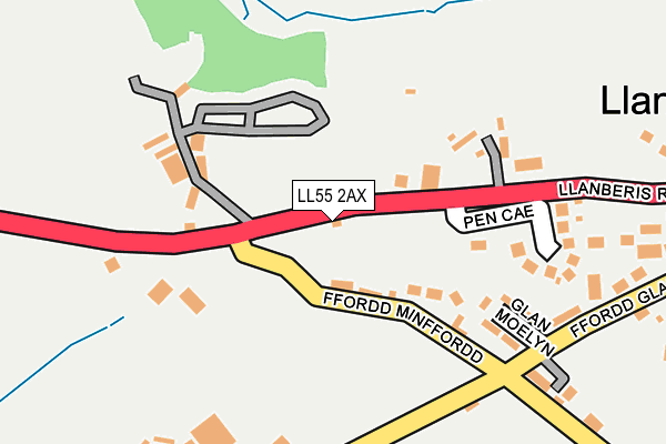 LL55 2AX map - OS OpenMap – Local (Ordnance Survey)