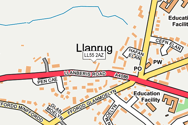 LL55 2AZ map - OS OpenMap – Local (Ordnance Survey)