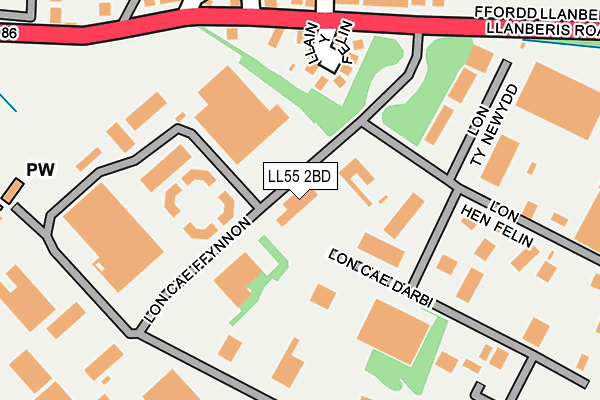 LL55 2BD map - OS OpenMap – Local (Ordnance Survey)
