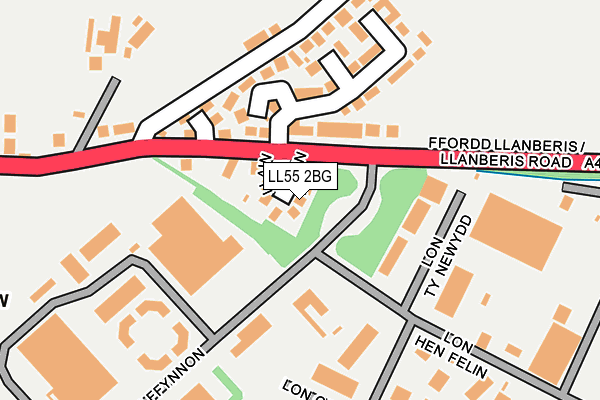 LL55 2BG map - OS OpenMap – Local (Ordnance Survey)