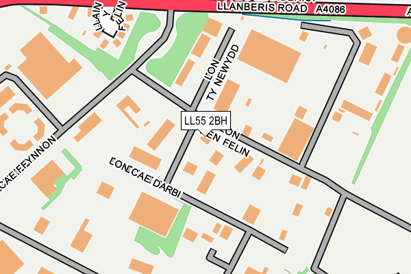 LL55 2BH map - OS OpenMap – Local (Ordnance Survey)