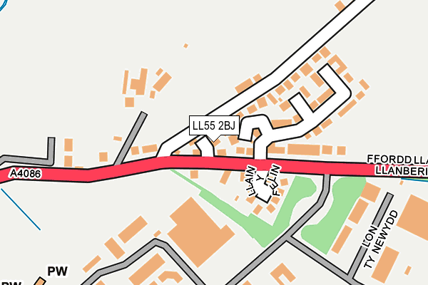 LL55 2BJ map - OS OpenMap – Local (Ordnance Survey)