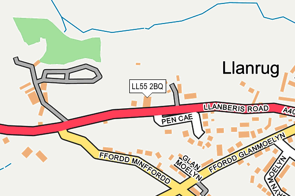 LL55 2BQ map - OS OpenMap – Local (Ordnance Survey)