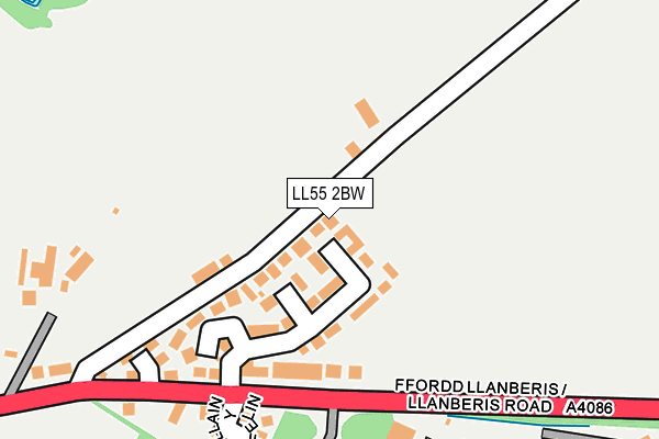 LL55 2BW map - OS OpenMap – Local (Ordnance Survey)