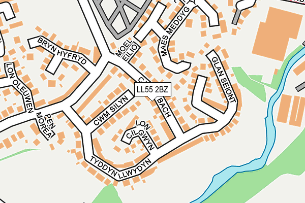 LL55 2BZ map - OS OpenMap – Local (Ordnance Survey)