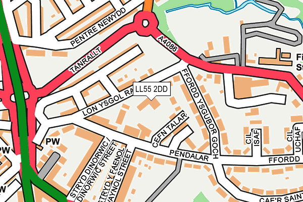 LL55 2DD map - OS OpenMap – Local (Ordnance Survey)