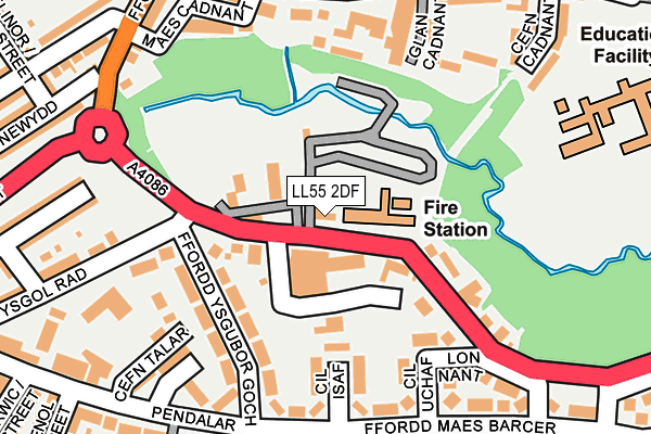 LL55 2DF map - OS OpenMap – Local (Ordnance Survey)