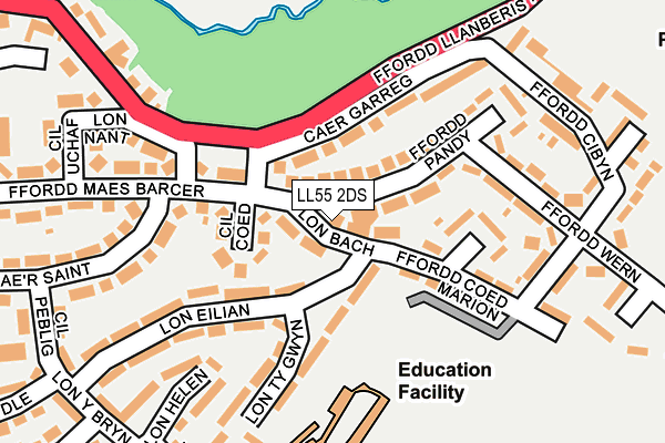 LL55 2DS map - OS OpenMap – Local (Ordnance Survey)