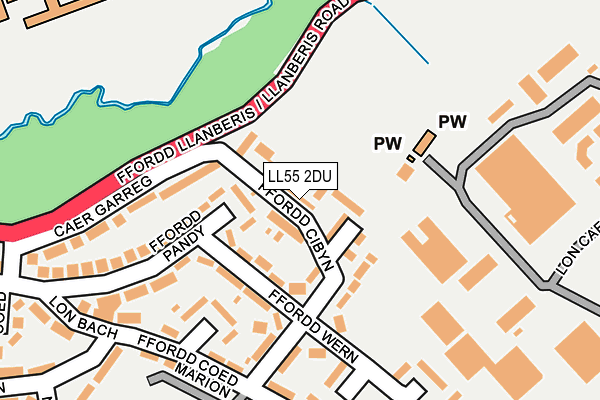 LL55 2DU map - OS OpenMap – Local (Ordnance Survey)
