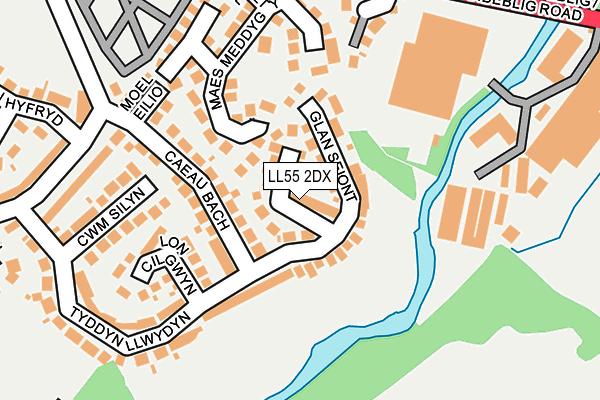 LL55 2DX map - OS OpenMap – Local (Ordnance Survey)