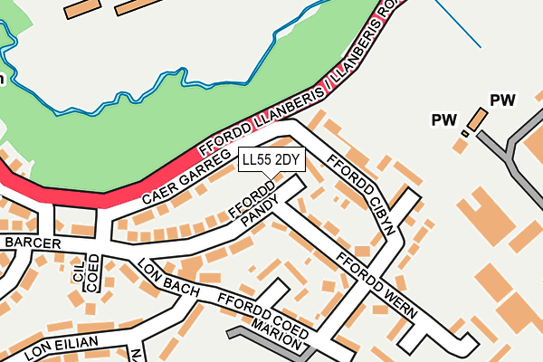 LL55 2DY map - OS OpenMap – Local (Ordnance Survey)