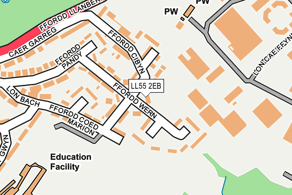 LL55 2EB map - OS OpenMap – Local (Ordnance Survey)