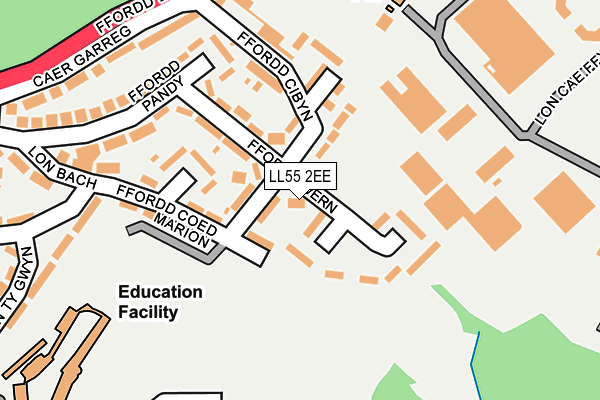 LL55 2EE map - OS OpenMap – Local (Ordnance Survey)