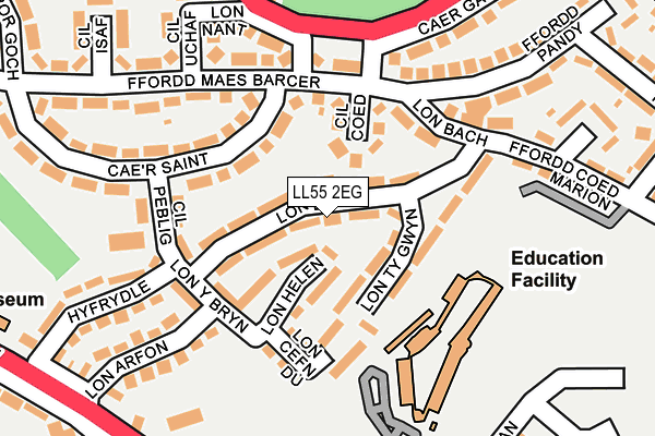 LL55 2EG map - OS OpenMap – Local (Ordnance Survey)