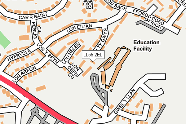 LL55 2EL map - OS OpenMap – Local (Ordnance Survey)